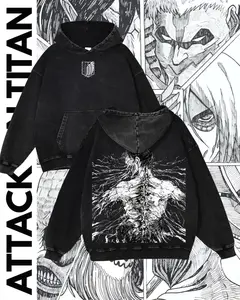 Attack on Titan Eren Yeager Graphic Hoodie, 2 sided Oversized Anime Streetwear