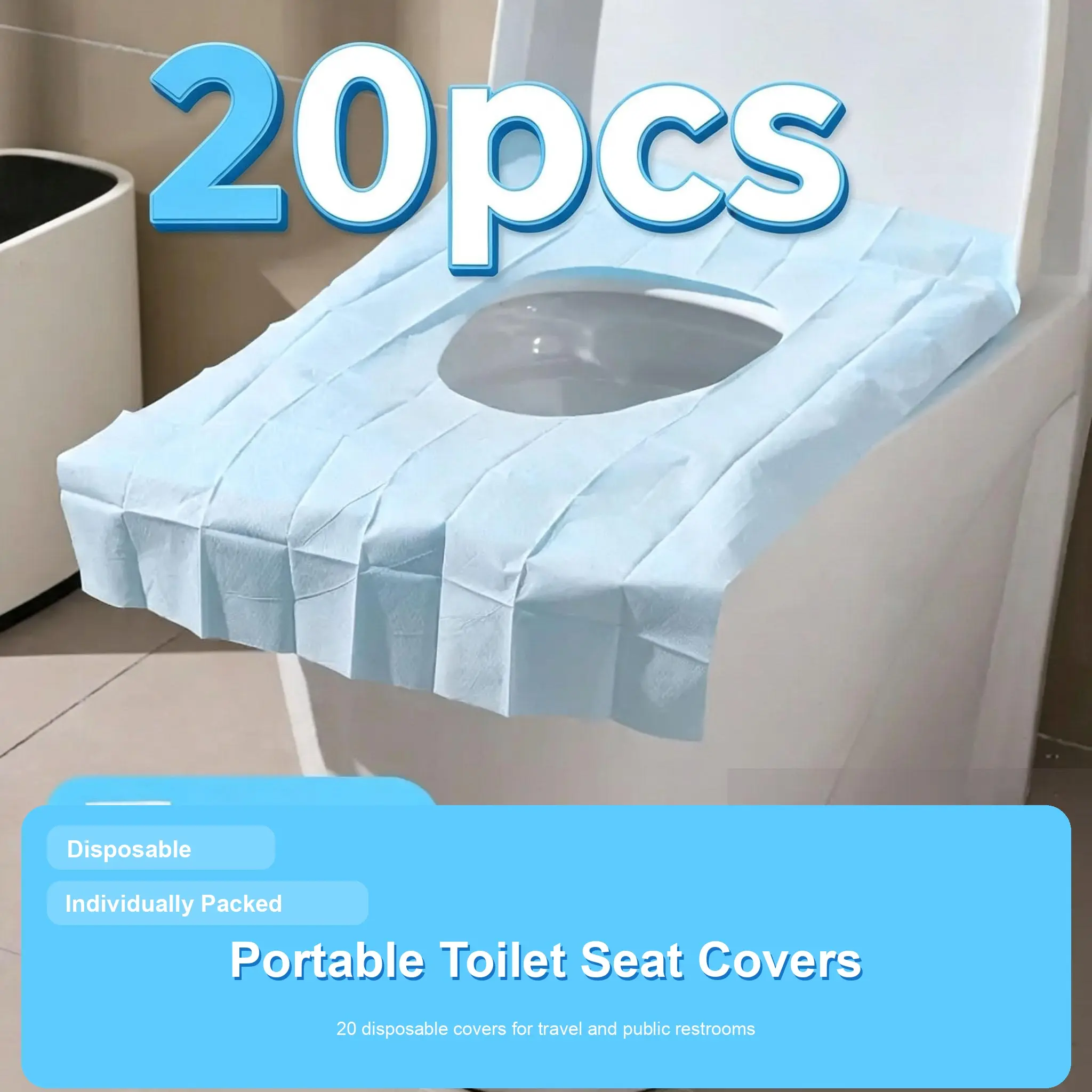 20pcs Disposable  Seat Covers, Waterproof Portable Travel Bathroom Seat Protectors, Individually Packed for  Restrooms public toilet