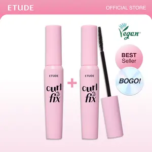 [ETUDE Official] Curl Fix Mascara BOGO | Buy 1 Get 1 Free | 2 Mascaras | #01 BLACK & #04 Volume | 24H Smudge Proof Curl | Volumizing & Lengthening | Waterproof Formula