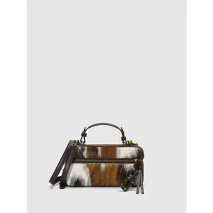 URBAN REVIVO Fluffy Handle Shoulder Bags UAWB50240 - Fashionable Patterned Pu Leather Handbag, Casual Patched & Cowhide Bag, Medium Thickness