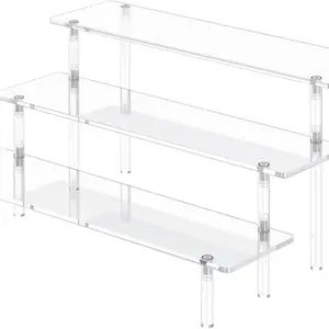 3 Tier Acrylic Display 8.5 x 11.8 x 5.9 inches Risers, Large Perfume Organizer Stand, Clear Cupcake Stand Holder, Display Shelves for Figurines, Dessert Shelf for Party, Risers Display Stand for Decoration (1 Pack)
