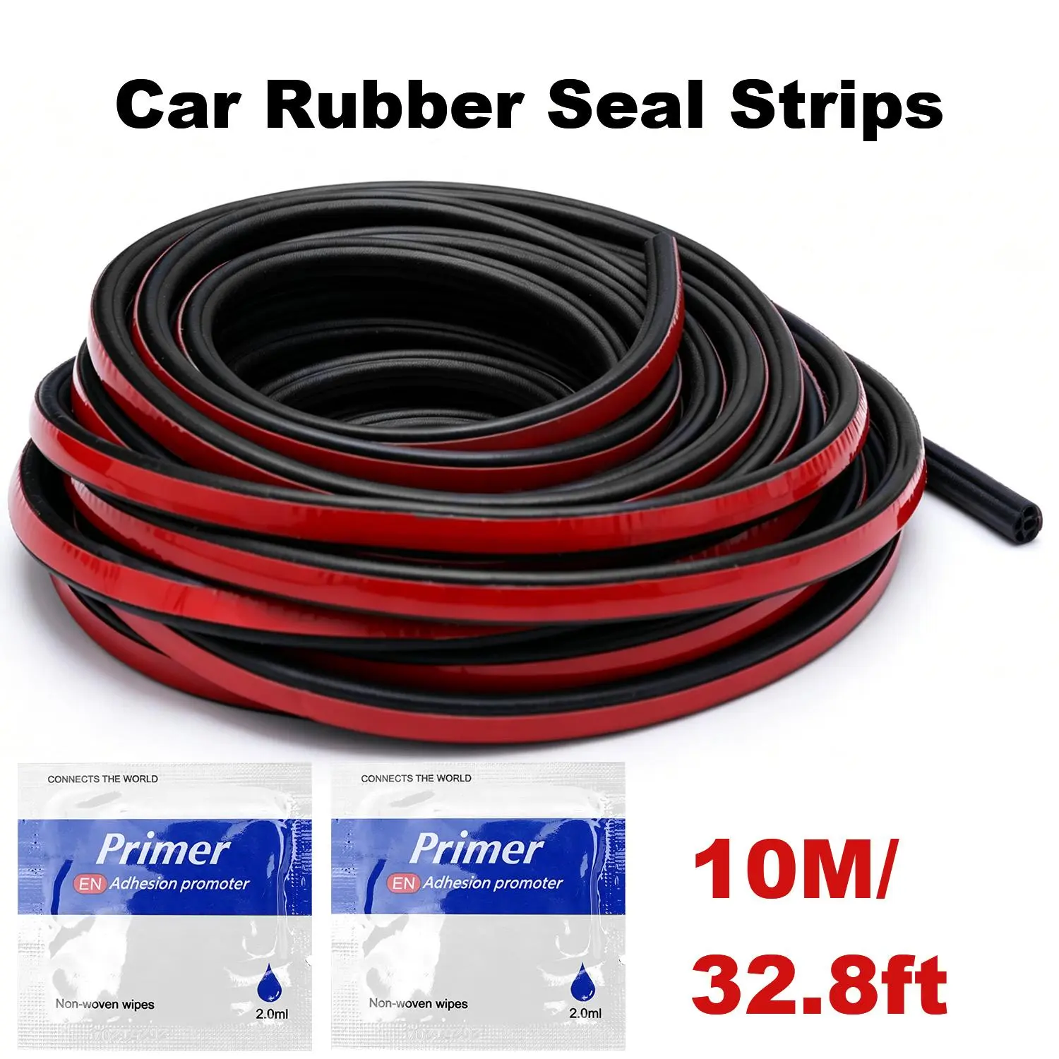 5-Hole Car Door Rubber Seal Strip – Self-Adhesive Weather Stripping with Adhesion Promoter Wipes, Dual-Layer Soundproofing for Noise Reduction, Car Door Protector,Universal Fit for Cars Trucks SUVs
