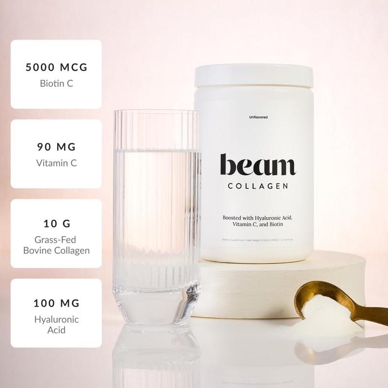 Beam Collagen Powder, Unflavored Blend for Skin, Hair, Nails & Joints – Daily Beauty Support Supplement Biotin