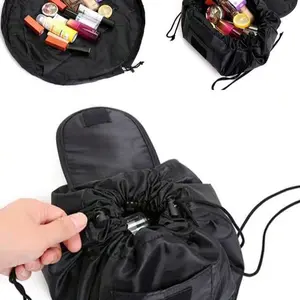 Drawstring makeup bag with adjustable straps - 2-piece set