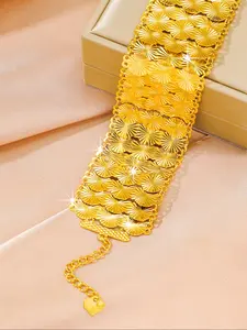 Fashionable three row antique coin shaped bracelet. Tennis bracelet jewelry, copper plated 24k women's jewelry, suitable for girlfriends, exquisite gifts for friends, daily gifts, Valentine's Day, weddings, banquets