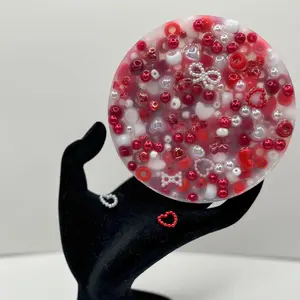 Valentines Day Silicone Picky Pad 4x4-inch Red & White ADHD Toy Fidget for Skin Picking Toning Stress Relief Comfortable Design Anxiety Fidgets