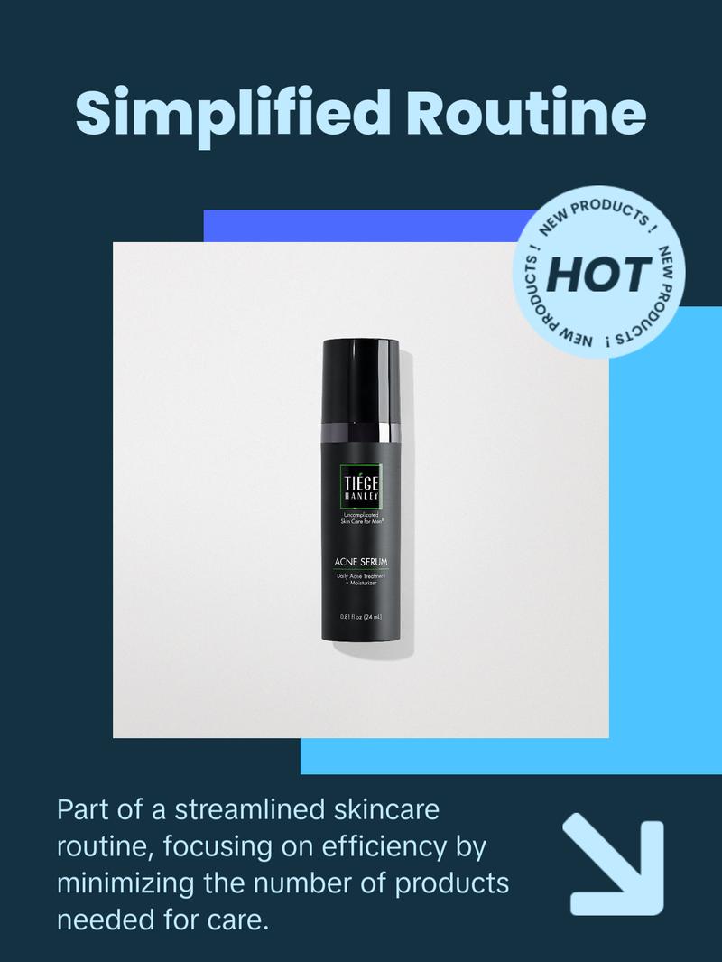 Tiege Hanley Mens Acne Serum for Face - Lightweight Facial Acne Serum with Salicylic Acid, Granactive Complex & Tea Tree Oil for Blackheads, Open Pores & Redness - Moisturizer for Oily Skin