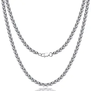 16-24 Inch Silver Chain for Men, Stainless Steel Wheat Link Chain Necklace,  Necklace Chain for Women Mens
