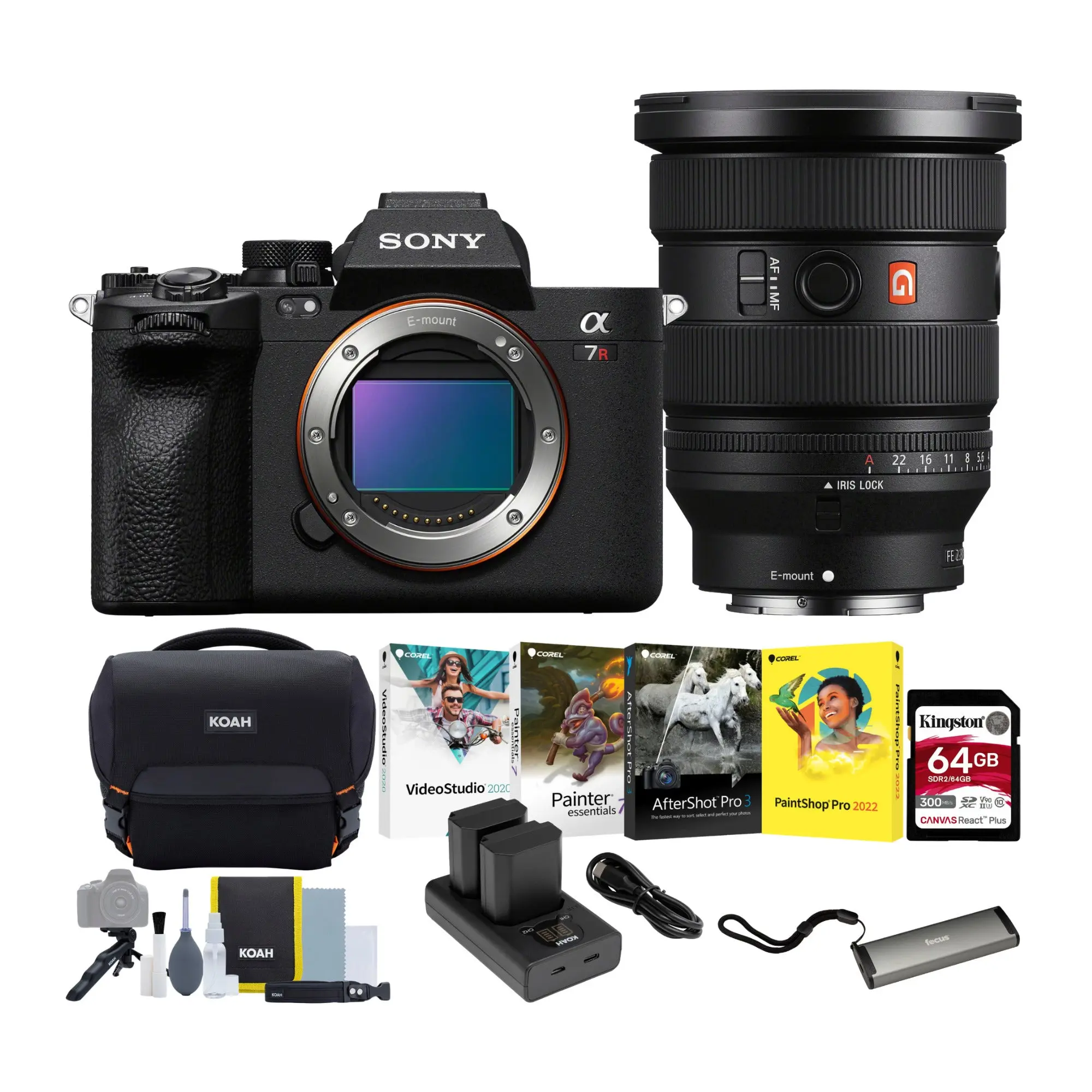 Sony a7R V Mirrorless Camera Bundle with FE 16-35mm f/2.8 GM II Lens, Compact Handheld Gadget, Includes SD Card