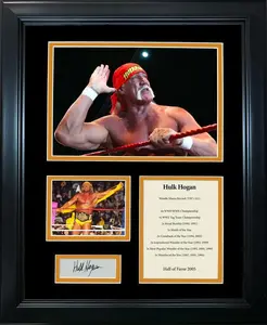 No Framed Hulk Hogan Hall of Fame Facsimile Laser Engraved Signature Auto WWE Wrestling Photo Sig Collage Decor Gift