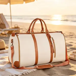 Foldable Handbag Garment Duffle Bag Multifunctional Detachable Strap Hanging Suitcase for Weekender and Overnight Trips