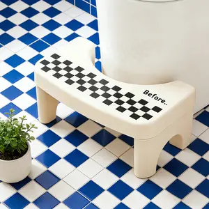 Adult Bathroom Toilet Stool, 1 Plastic Portable Footstool, Bathroom Non-slip Toilet Auxiliary Step Stool FathersDayGift