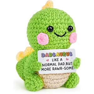 Handmade Crochet Dadsaurus Dinosaur Figurine - Home Decor Ornament, "I Love You" Gift for Dads from Kids - Birthday Present