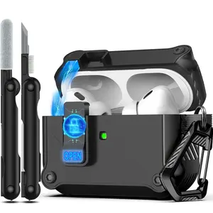 Rfunguango AirPods Pro2 Case, Safety Lock Buckle Design, Auto-Open Full Coverage Shockproof Hard Shell Protector, Must-Have Fashion Accessory, Portable