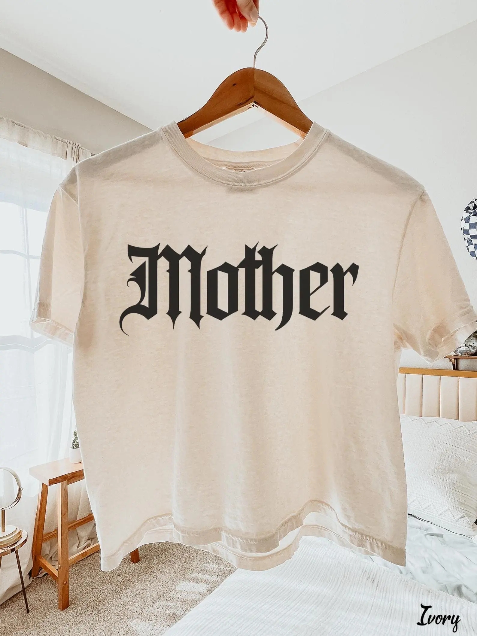 Comfort Colors® Mother Gothic Boxy Tee, Old English Mother Cropped T Shirt, Trendy Alt Metal Core Mom Tee, Oversized Goth Mom Mothers Grandma Halloween Gift, Spooky Season, Fall Clothes