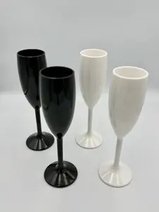 DripMyCup Plastic Champagne Flutes Beach Classic - Lightweight & Sturdy Drinkware for Poolside & Beach Parties - Dishwasher Safe & Shatterproof - Stylish Black & Pearl White Options