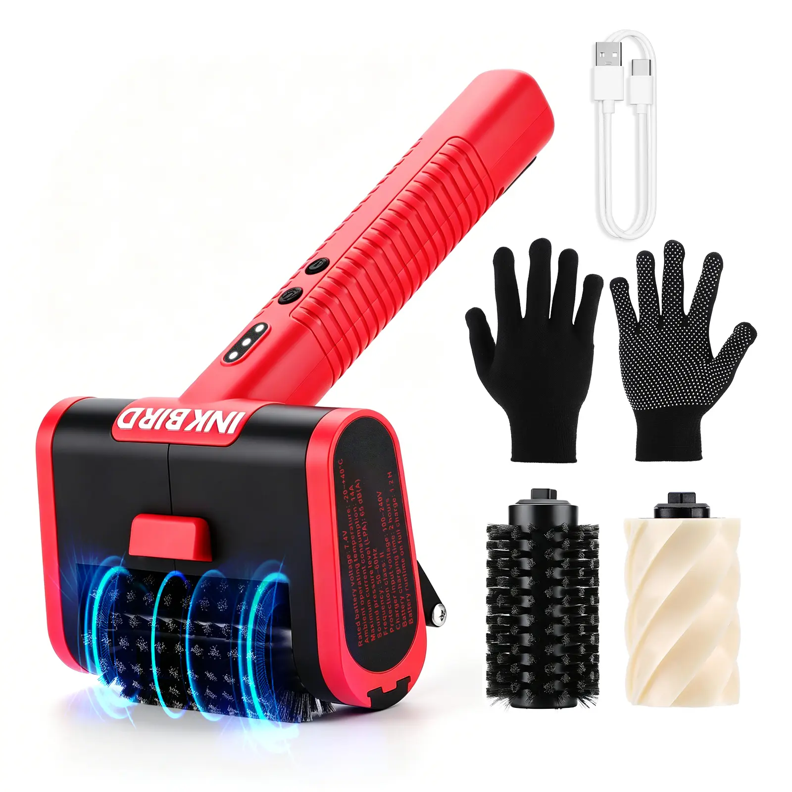 INKBIRD Electric Grill Brush, 7.4V Heavy Duty Cordless Grill Cleaner with 3-Speed Max 1800 RPM, 4000mAh Battery Type-C Fast Charge, IPX3 Waterproof BBQ Cleaning Brush for Cast Iron, Smoker, Griddle sohochic