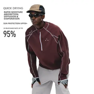 FPA Unisex Half Zip Long Sleeve Shirt – UPF 50+ Quick Dry, Mock Neck Loose Fit, Minimalist Gym Top for Spring Fall High Performance Activewear Athletic Activewear