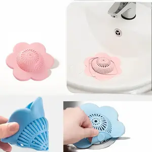 Hair Catcher Silicone Hair Stopper Shower Drain Covers with Suction Cups Suit Bathroom Bathtub and Kitchen 4 Pack Cleaning Household