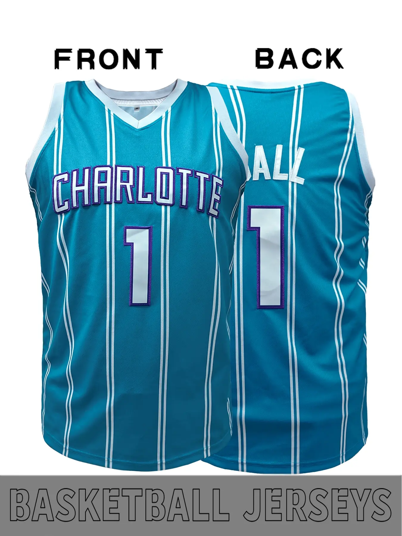 Men's Charlotte #1 #7 Embroidered Basketball Jersey, Vintage Mint Round Neck Sports Top, Sleeveless Loose Fit for Fans & Trendsetters, Classic Throwback Jersey, Sporty Jersey, Sports Style Jersey