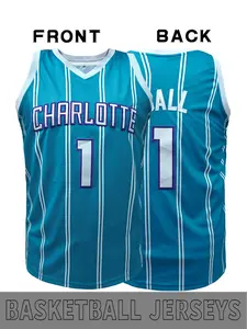 Men's Charlotte #1 #7 Embroidered Basketball Jersey, Vintage Mint Round Neck Sports Top, Sleeveless Loose Fit for Fans & Trendsetters