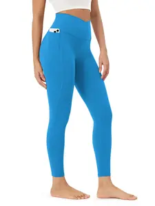 ODODOS Cloud Feeling Crossover 7/8 Leggings with Pockets for Women 25" / 28" V High Wasit Lounge Yoga Pants