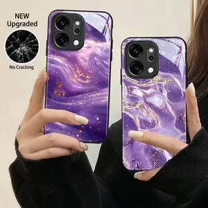 Luxury Purple Fluid Marble Case For OPPO A6X A6 A3 A5X A5 Pro A3X A98 A57 A60 A18 A38 4G A77s A16 A74 A95 A57 2022 5G Flexible Acrylic Glossy Phone Case