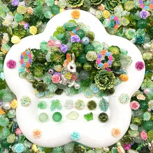 Green Grasshopper - Soft Resin Nail Art Charms with Beads – Drillable Floral Resin Decorations for Press-On Nails, Jewelry & DIY Crafts