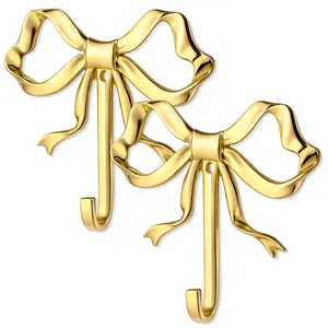 Light Luxury Bow Wall Hook - Metal Alloy Design, Vintage Brass Finish, Multi-Functional for Coats/Hats/Towels, Ideal for Living Room, Bathroom & Entrance Hall Decor
