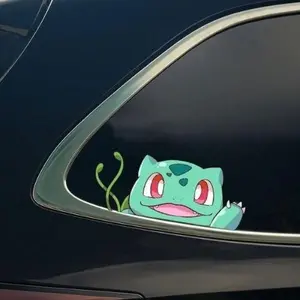 Green Leafy Creature Peeking Sticker Car Decals Console Decal Stickers, Waterproof Vinyl Decal for Laptop, Water Bottle, Car, Gamer Gift