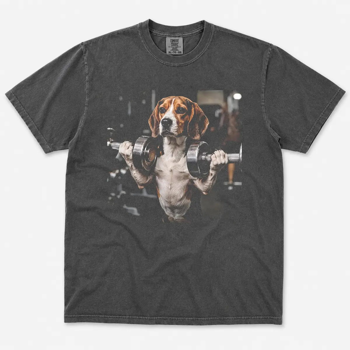 Comfort Colors Beagle Gym Shirt, Funny Dog Workout Graphic Tee, Weightlifting Dog T-Shirt, Fitness Gift for Dog Lovers