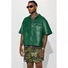 High Stepper Faux Leather Button Up Shirt - Hunter