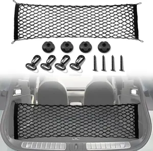 B BRAZIFY Cargo Net Stretchable 35.4x15.8 Inch Nylon Elastic Trunk Storage Net with Hooks for SUVs Cars Trucks Big Capacity Easy Install Secure Load
