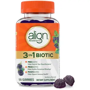 3 in 1 Probiotic Gummies with Prebiotic and Postbiotic Supports Gut Health and Bloating Relief Blackberry Flavor 50 Count