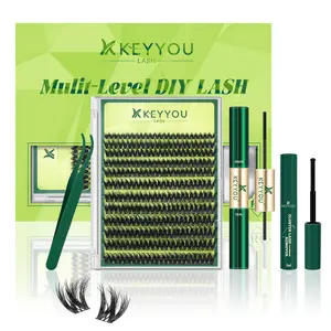KEYYOU Puffsilk Flora DIY Lash Extension  Eyeliner Lash V3D Volume Fluffy Waterproof Long- Lasting Soft Cluster Lashes  144PCS D Curl 8-18MIX Cosmetic  3D spider lash upgrade2.0 TikTok Shop SpringGlowUp
