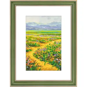 , 12x16 Photo Frame With Mat for Pictures 8x12 and Real Glass (Green With Trim - White Color Mat, 1.25 Inch Frame Border)