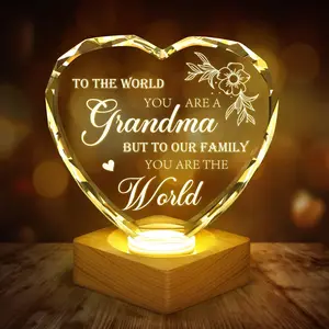 To My Grandma Gifts from Grandchildren, Engraved  Night Light Present,  Grandma Gifts for Grandmother's Birthday, Christmas, Thanksgiving, Mother's Day,  Grandma Gifts  Illusion Lamp