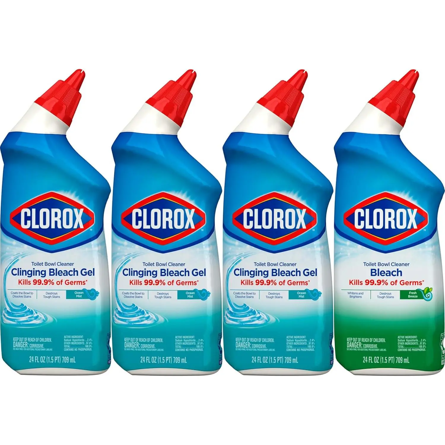 Toilet Bowl Cleaner with Bleach Variety Pack - 24 Ounces - Pack of 4 (Package May Vary)