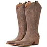 IUV Women's Cowboy Boots – Cowgirl Western Boots, Western Retro Style Pointed Toe, Chunky Heel, Mid-Calf, Retro Embroidery.  Perfect for Country Concerts, Dancing, Weddings, Travel & Daily Wear