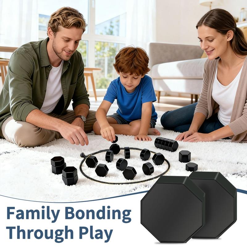 Magnetic Strategy Game with 20 Full-Size Stones & Rope, Portable Family Board Game Gift, 2 Player Tabletop Game for Travel, Party, Indoor & Outdoor Play, Christmas & Holiday Fun