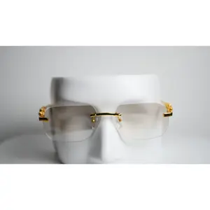 Landon Minimalist Silver-Trim Rimless Sunglasses with Jet Black Lenses & Full UV400 Protection Lightweight Unisex Fashion