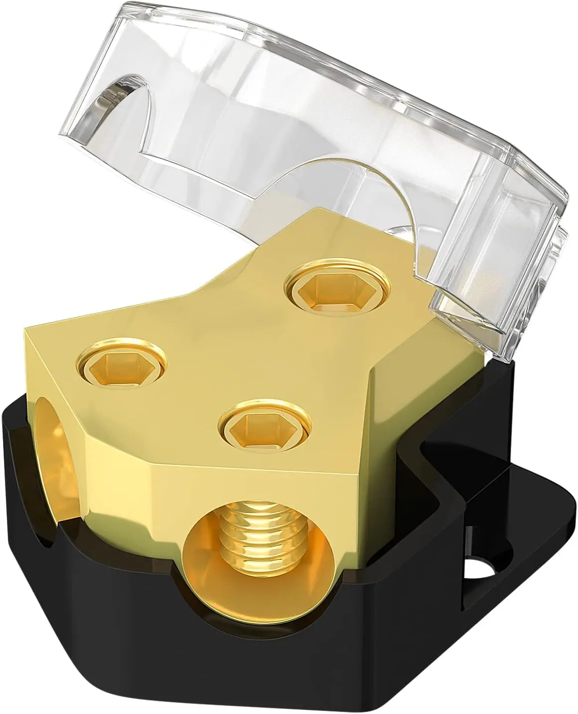 12V Power Distribution Block Car Audio 2 Way Ground Distribution Block 0/2/4 Gauge 4/8/10 Gauge Out 12 Volt Amp Distribution Block Splitter for Marine Automotive Car Boat