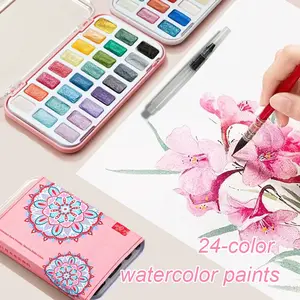 24/48 Colors Pearlescent Watercolor Paint Set Art Pearlescent Painting Palette Sparkle Pearlescent Watercolor For Artists Students Watercolor Painting Supplies