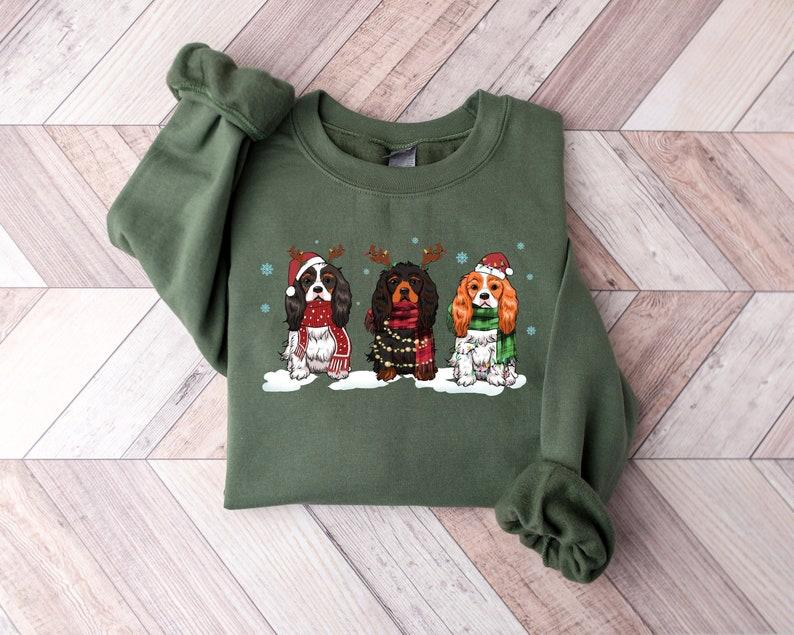[New Collection For Christmas] Cavalier King Charles Spaniel Christmas Sweatshirt, Christmas Dog Shirt, King Charles Spaniel Shirt, Dog Mom sweater, Dog Lover Sweatshirt