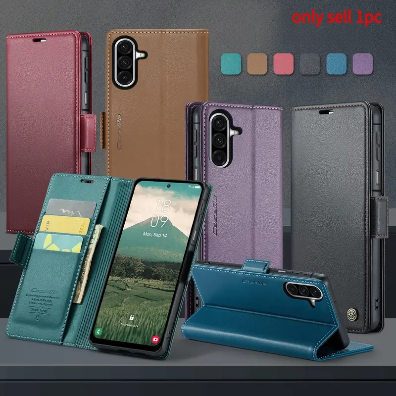 For Samsung Galaxy A73 A71 A72 A56 A57 A55 A54 A53 A36 A17 A16 A22 A20 A24 A25 5G Luxury Magnetic Side Buckle Flip PU Leather Wallet Case Mobile Phone Casing Card Slots Holder Cover New Phone Cover