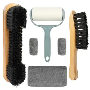 Pool Table Cleaning Brush Set for Felt, Billiard Table Cleaning Accessories with 2 Wood Brush, 2 Ferrule Polish Cloths, Pool Table Accessory Kit