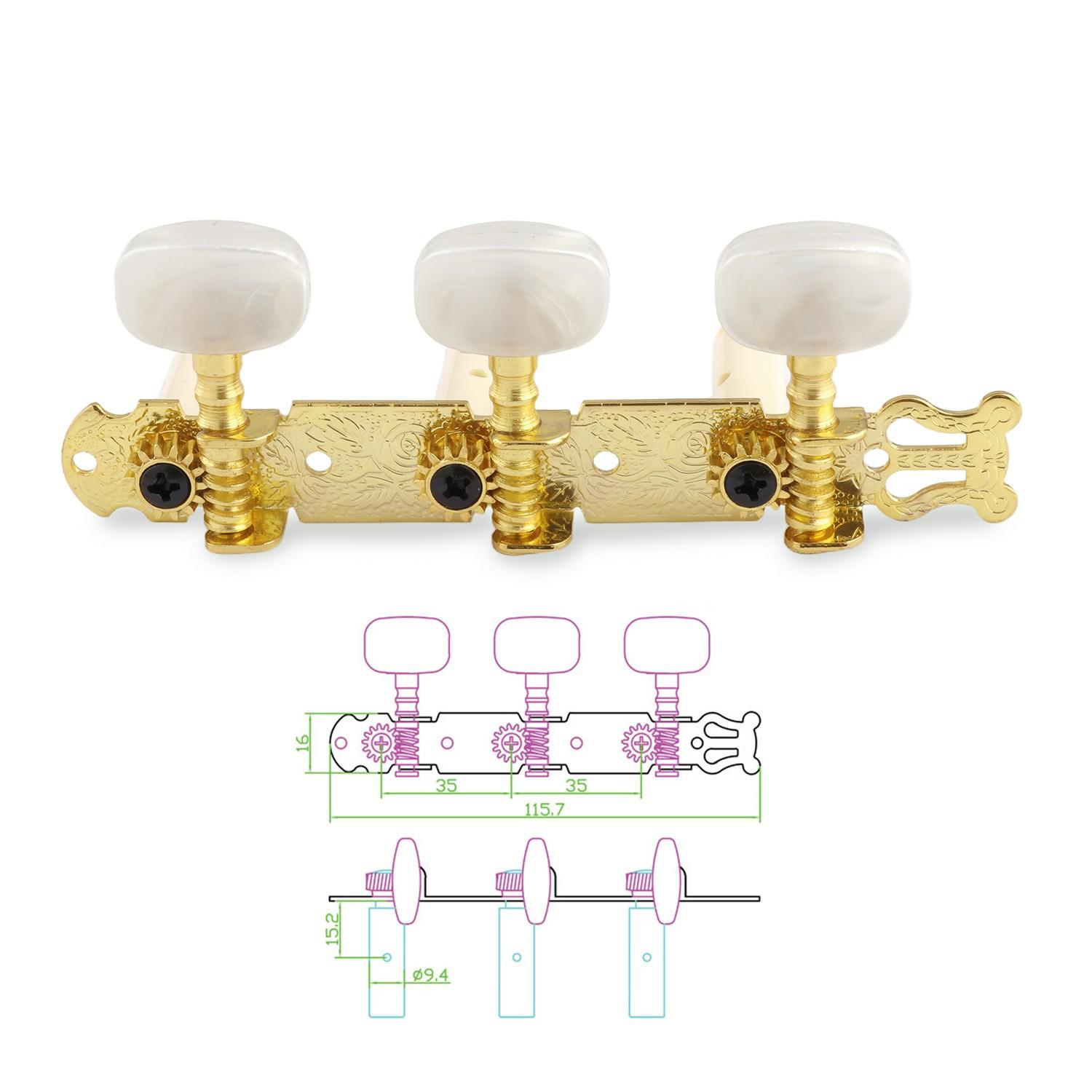 OLETONE Classical Guitar String Tuning Pegs - 3L3R Machine Heads, Gold Finish, with Heavy-Duty Gears and Metal Components OLETONE Classical Guitar String Tuning Pegs - 3L3R Machine Heads, Gold Finish, with Heavy-Duty Gears and Metal Components