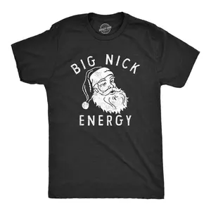 Mens Big Nick Energy T Shirt Funny Xmas Fat Santa Claus Saint Nicholas Tee for Guys Mens Funny T Shirts Cool Slimming Tees with plus Sizes Christmas T Shirt for Men Novelty Tees for Men Black - Does not apply