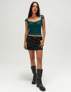 RSQ Womens Low Rise Denim Mini Skirt