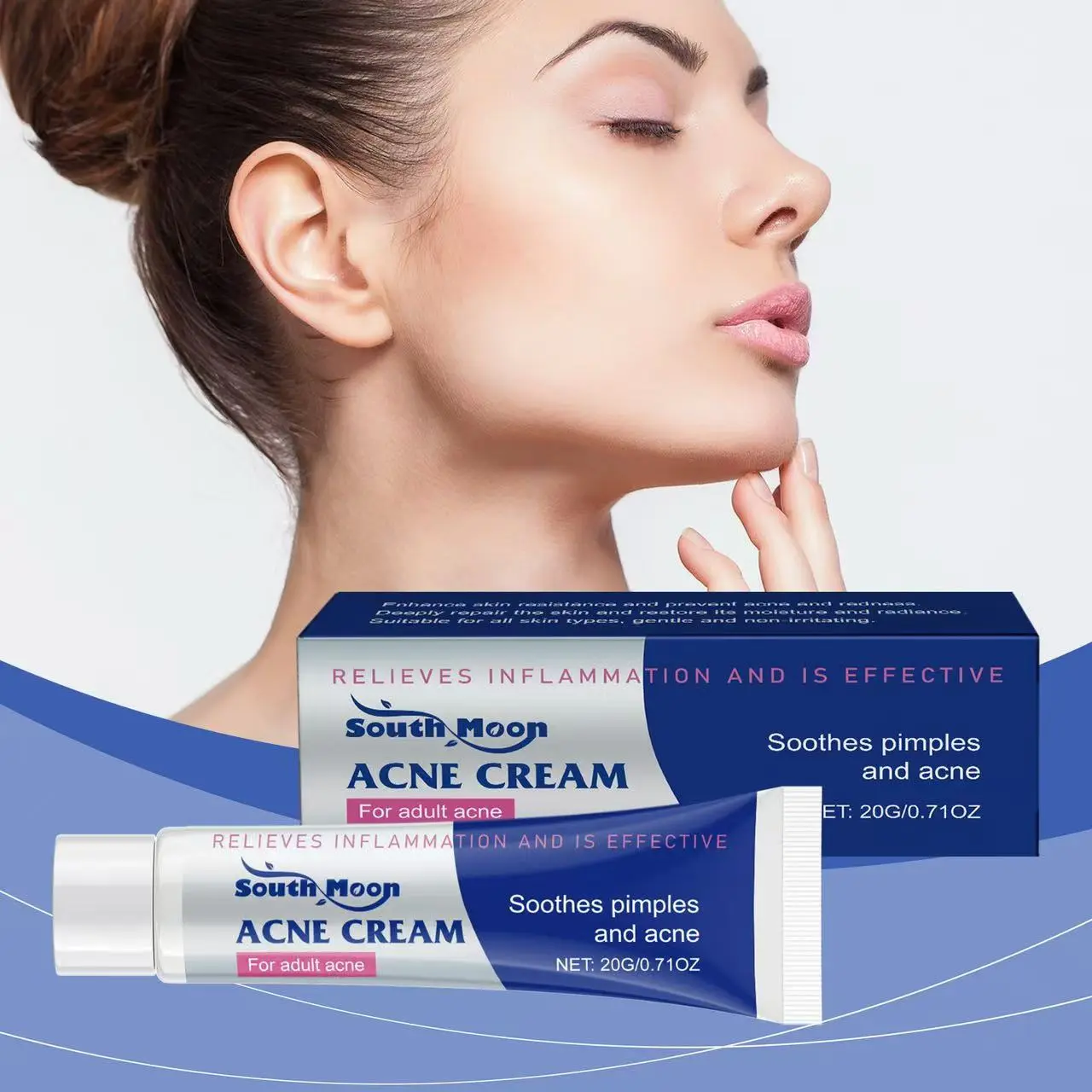 South Moon Acne Cream 14g for Adult Acne Treatment Pimples Removal Creamy Foam Facial Wash Gentle Antibacterial Skin Repair pair  acne  cream